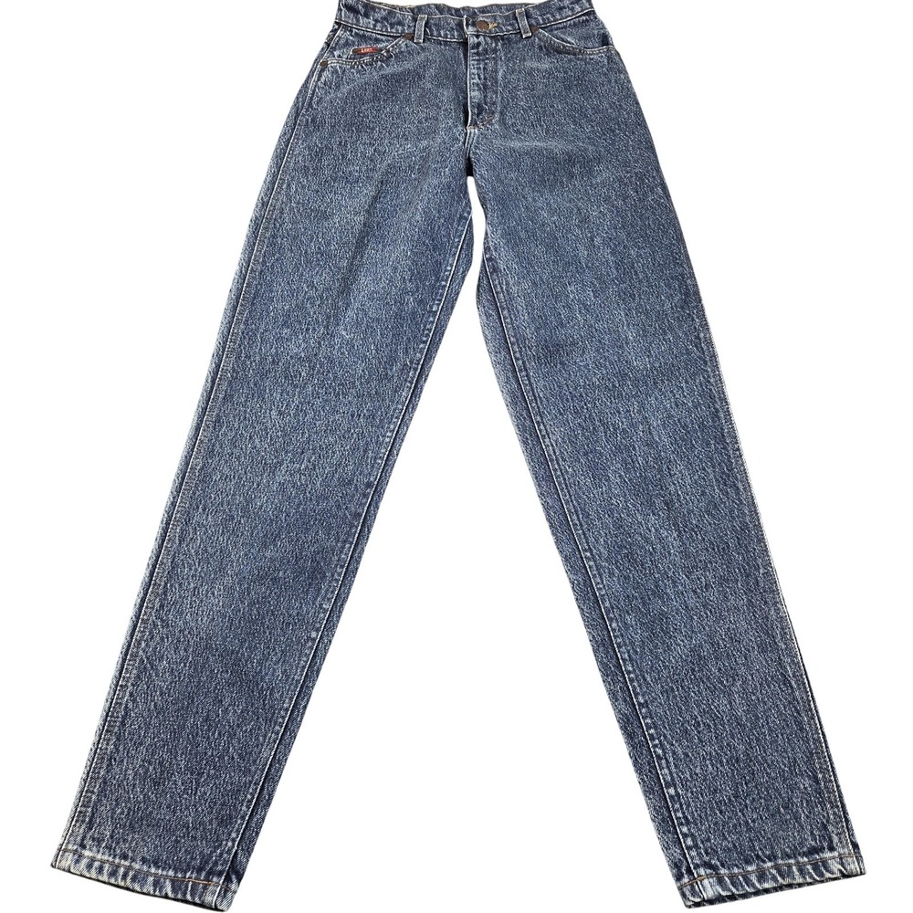 Vintage Lee Mom Jeans Juniors 11 Blue Stone Wash High Rise Relaxed Denim 27x31.5
